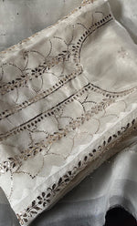将图像加载到图库查看器中， Women's Lakhnavi Handcrafted Pure Organza Chikankari Semi - stitched Kurta And Dupatta Set- HONC0331141