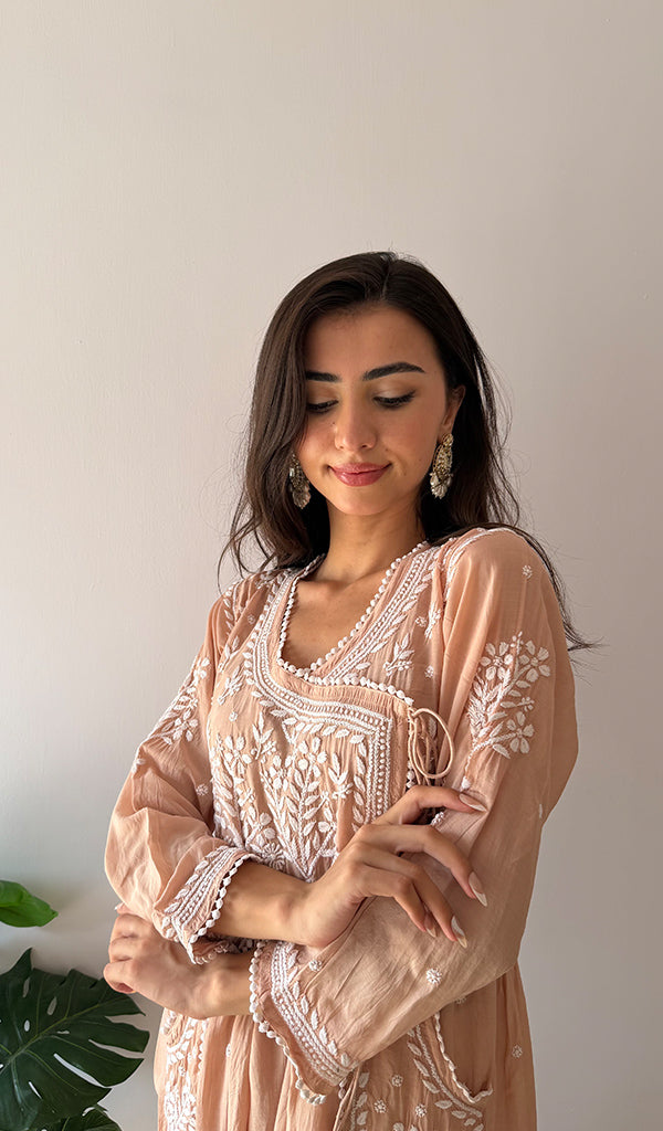 Fawziya Women's Lucknowi Handcrafted Cotton Angrakha - HONC0382493