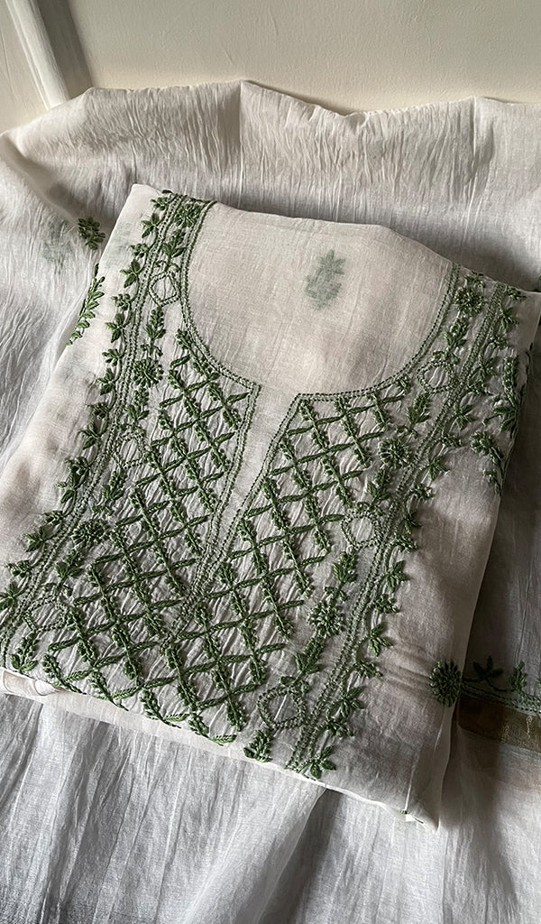 Women's Lakhnavi Handcrafted Mul Chanderi Kurta And Dupatta Set - HONC0263970