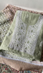 Load image into Gallery viewer, Women's Lakhnavi Handcrafted Mul Chanderi Unstitched Kurta And Dupatta Set - HONC0374248