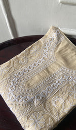 Load image into Gallery viewer, Women's Lakhnavi Handcrafted Cotton Chikankari Semi Stitched Kurti Fabric - HONC0348847