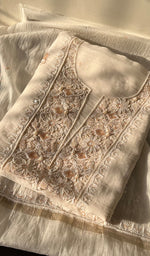 Load image into Gallery viewer, Women&#39;s Lakhnavi Handcrafted Mul Chanderi Unstitched  Kurta And Dupatta Set- HONC0297200
