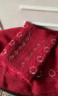 Gulalai Women's Lakhnavi Handcrafted Pure Organza Chikankari Unstitched Kurta And Dupatta Set- HONC0328888