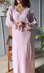 Load image into Gallery viewer, Women&#39;s Lakhnavi Handcrafted Viscose Georgette Chikankari Kurti- HONC0290139
