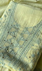 将图像加载到图库查看器中， Women's Lakhnavi Handcrafted Unstitched Mul Chanderi Kurta And Dupatta Set - HONC0280883