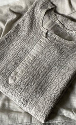 Load image into Gallery viewer, Women's Lakhnavi Handcrafted Kota Cotton Semi - Stitched Kurta And Dupatta Set- HONC0314212