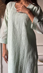 Load image into Gallery viewer, Women's Lakhnavi Handcrafted Cotton Chikankari Kurti - HONC0337466