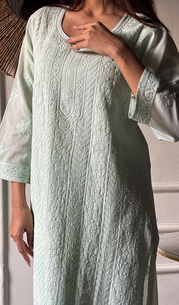 Women's Lakhnavi Handcrafted Cotton Chikankari Kurti - HONC0337466