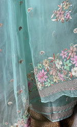 Load image into Gallery viewer, Women&#39;s Lucknowi Handcrafted Pure Organza Silk Chikankari Saree - HONC0287002
