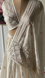Load image into Gallery viewer, Women's Lakhnavi Handcrafted Bridal Tissue Chanderi Chikankari Lehenga Set - HONC0353218