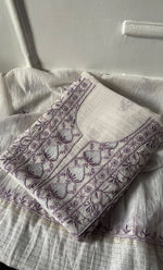 Load image into Gallery viewer, Women's Lakhnavi Handcrafted Unstitched Mul Chanderi Kurta And Dupatta Set - HONC0327489