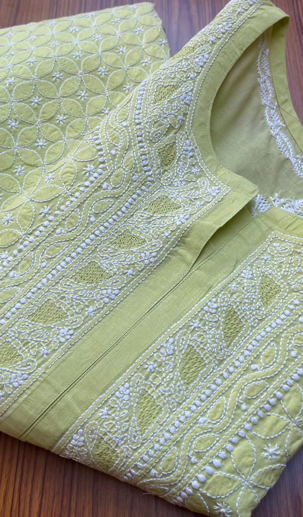 Women's Lakhnavi Handcrafted Cotton Chikankari Kurti - HONC0274210