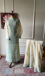 Load image into Gallery viewer, Hiba Women's Lakhnavi Handcrafted Semi - stitched Cotton Chikankari Suit Material - HONC0348828