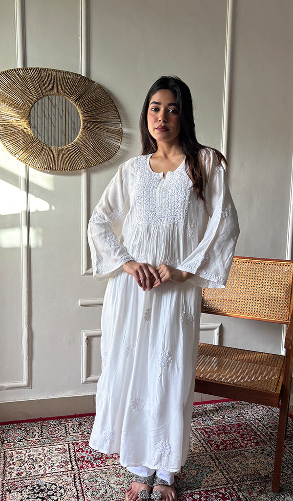 Women's Lucknowi Handcrafted Modal Cotton  Chikankari Kurti - HONC0151549