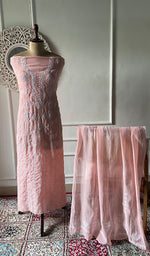 将图像加载到图库查看器中， Aavya Women's Lakhnavi Handcrafted Mul Chanderi Unstitched Kurta And Dupatta Set - HONC0348670