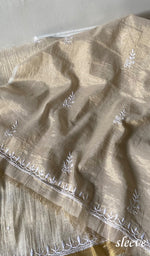 Load image into Gallery viewer, Women's Lakhnavi Handcrafted Tissue Chanderi Unstitched Chikankari Kurta And Dupatta Set - HONC0360003
