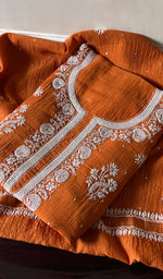Load image into Gallery viewer, Women&#39;s Lakhnavi Handcrafted Maheshwari Mul Chanderi Kurta And Dupatta Set- HONC0282263
