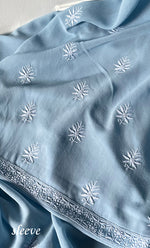 将图像加载到图库查看器中， Women's Lakhnavi Handcrafted Pure Silk Georgette Chikankari Kurta And Dupatta Set- HONC0300705