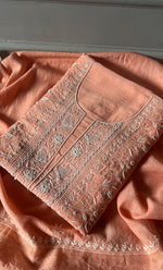 Load image into Gallery viewer, Women&#39;s Lakhnavi Handcrafted Maheshwari Mul Chanderi Unstitched Kurta And Dupatta Set- HONC0278911
