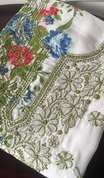 Load image into Gallery viewer, Women&#39;s Lakhnavi Handcrafted Cotton Chikankari Unstitched Kurti Fabric - HONC0284329
