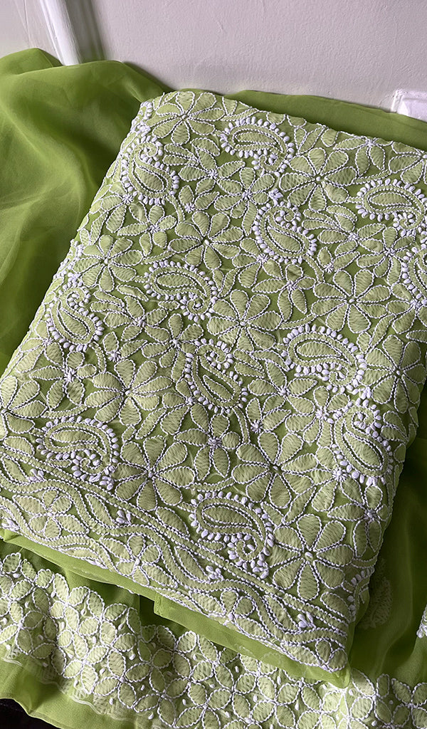 Women's Lucknowi Handcrafted Faux-Georgette Chikankari Suit Material - HONC0263422
