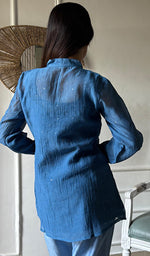 Load image into Gallery viewer, Emma Women's Lucknowi Handcrafted Mul Chanderi Stitched Chikankari Kurta And Pant Set- HONC0320764