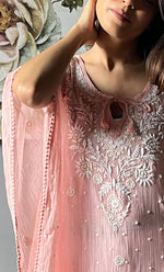 Load image into Gallery viewer, Rabia Women&#39;s Lucknowi Handcrafted Mul chanderi  Chikankari Kaftan - HONC0305457
