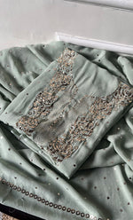 Load image into Gallery viewer, Women&#39;s Lakhnavi Handcrafted Viscose Georgette Chikankari Unstitched Full Suit Material - HONC0301675
