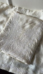 Load image into Gallery viewer, Women&#39;s Lakhnavi Handcrafted Tussar Silk Chikankari Kurta And Dupatta Set - HONC0256812
