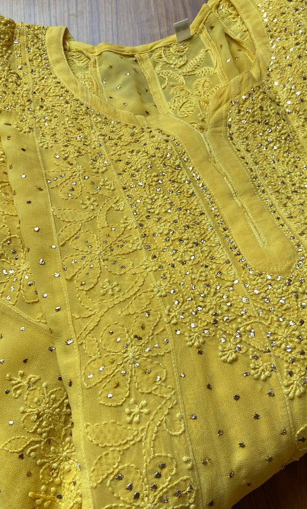 Nilofar Women's Lakhnavi Handcrafted Viscose Georgette Chikankari Anarkali - HONC0269042