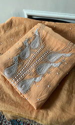 Load image into Gallery viewer, Mor Women's Lakhnavi Handcrafted Mul Chanderi Unstitched Kurta And Dupatta Set- HONC0330296