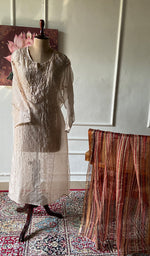 Load image into Gallery viewer, Women's Lucknowi Handcrafted Pure Organza Silk Chikankari Semi- stitched Kurta Dupatta Set- HONC0334809