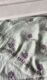 Load image into Gallery viewer, Women's Lakhnavi Handcrafted Unstitched Mul Chanderi Kurta And Dupatta Set - HONC0324066