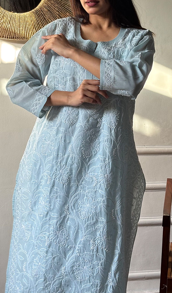 Women's Lakhnavi Handcrafted Cotton Chikankari Kurti - HONC0356971