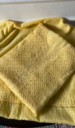 Load image into Gallery viewer, Women's Lakhnavi Handcrafted Mul Chanderi Unstitched Chikankari Full Suit Material - HONC0345047