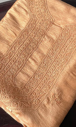 将图像加载到图库查看器中， Lucknowi Handcrafted Raw Silk Chikankari Unstitched Men&#39;s Kurta Fabric - HONC0288529
