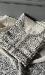 Load image into Gallery viewer, Women&#39;s Lakhnavi Handcrafted Pure Organza Chikankari Unstitched Kurta And Dupatta Set- HONC0309618
