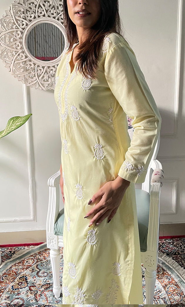 Women's Lucknowi Handcrafted Cotton Chikankari Kurti - HONC0330718