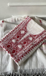 Load image into Gallery viewer, Women&#39;s Lakhnavi Handcrafted Mul Chanderi Unstitched Kurta And Dupatta Set - HONC0311225
