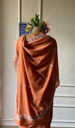 将图像加载到图库查看器中， Women's Lakhnavi Handcrafted Pure Silk Georgette Chikankari Saree - HONC0216637