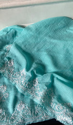 Load image into Gallery viewer, Women's Lucknowi Handcrafted Kota Cotton Chikankari Unstitched Kurta And Dupatta Set - HONC0340084