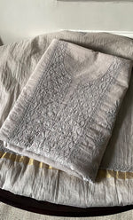 Load image into Gallery viewer, Women's Lakhnavi Handcrafted Mul Chanderi Unstitched Chikankari Full Suit Material - HONC0319531