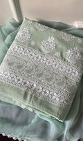 Adrita Women's Lakhnavi Handcrafted Cotton Chikankari Suit Material - HONC0274447