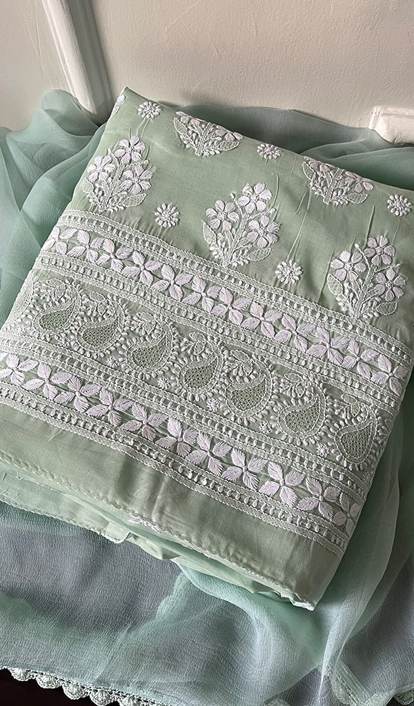 Women's Lakhnavi Handcrafted Cotton Chikankari Suit Material - HONC0274447