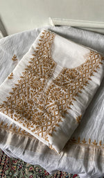 Load image into Gallery viewer, Women's Lakhnavi Handcrafted Chanderi Silk Unstitched Kurta And Dupatta Set - HONC0317072