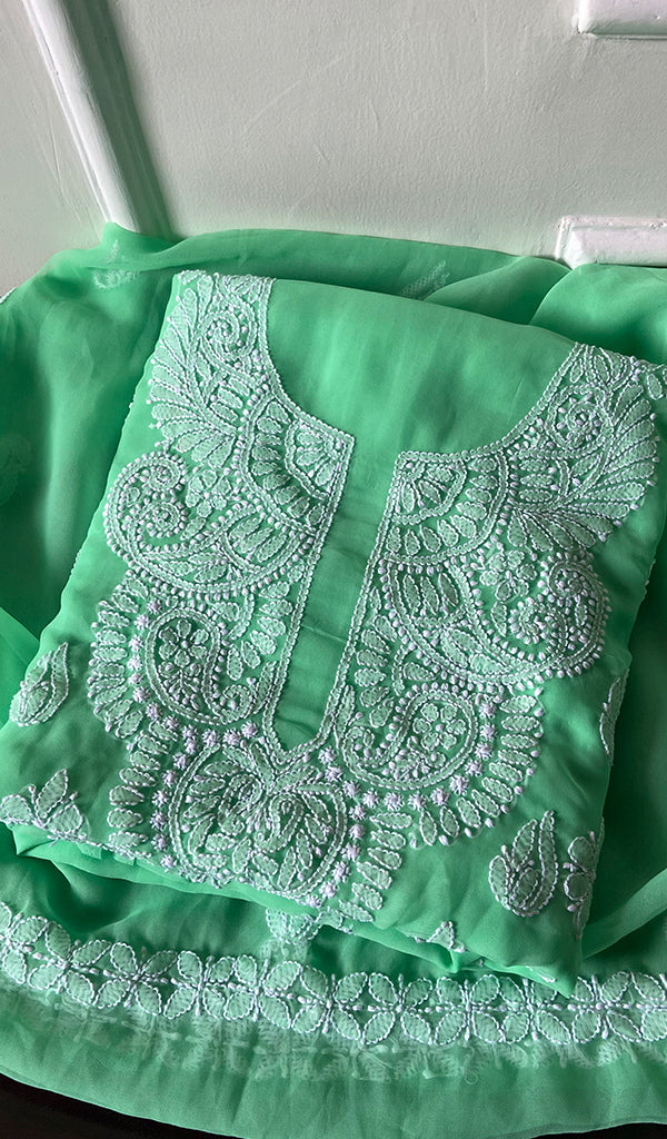 Laila Women's Lucknowi Handcrafted Faux-Georgette Chikankari Suit Material - HONC0263016