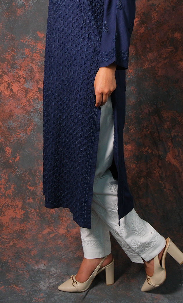 Women's Lucknowi Handcrafted Modal Cotton Chikankari Kurti - HONC0327123