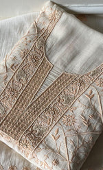 将图像加载到图库查看器中， Mehr Women&#39;s Lakhnavi Handcrafted Maheshwari Mul Chanderi Unstitched Kurta And Dupatta Set - HONC0278923
