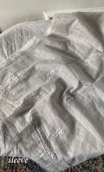 Load image into Gallery viewer, Women's Lakhnavi Handcrafted Tissue Chanderi Unstitched Chikankari Kurta And Dupatta Set - HONC0332080