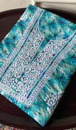 将图像加载到图库查看器中， Women's Lakhnavi Handcrafted Cotton Chikankari Unstitched Kurti Fabric - HONC0315333